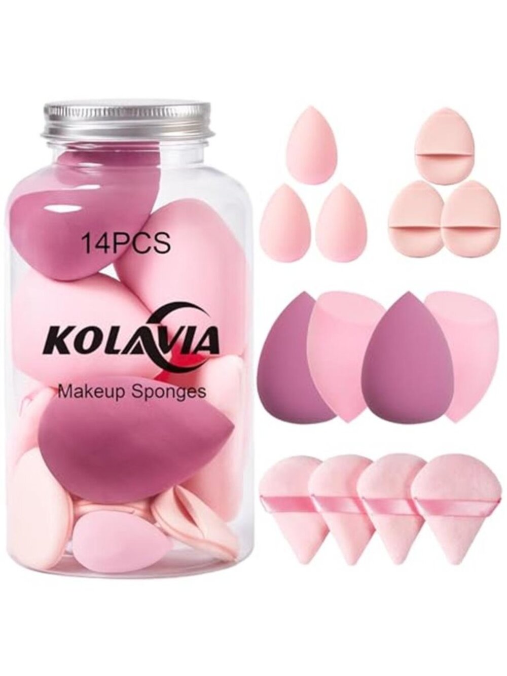14PCS Makeup Sponge Set, Beauty Blender Sponge for Foundation Blending with